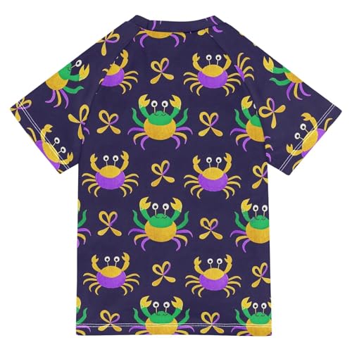 Carnival Mardi Gras Crab Green Purple Gold Short Sleeve Bathing Suit Kids Swimsuits for Little Girls Girl Swim Rashguard for 3-12 Years trajes de bano para nina2