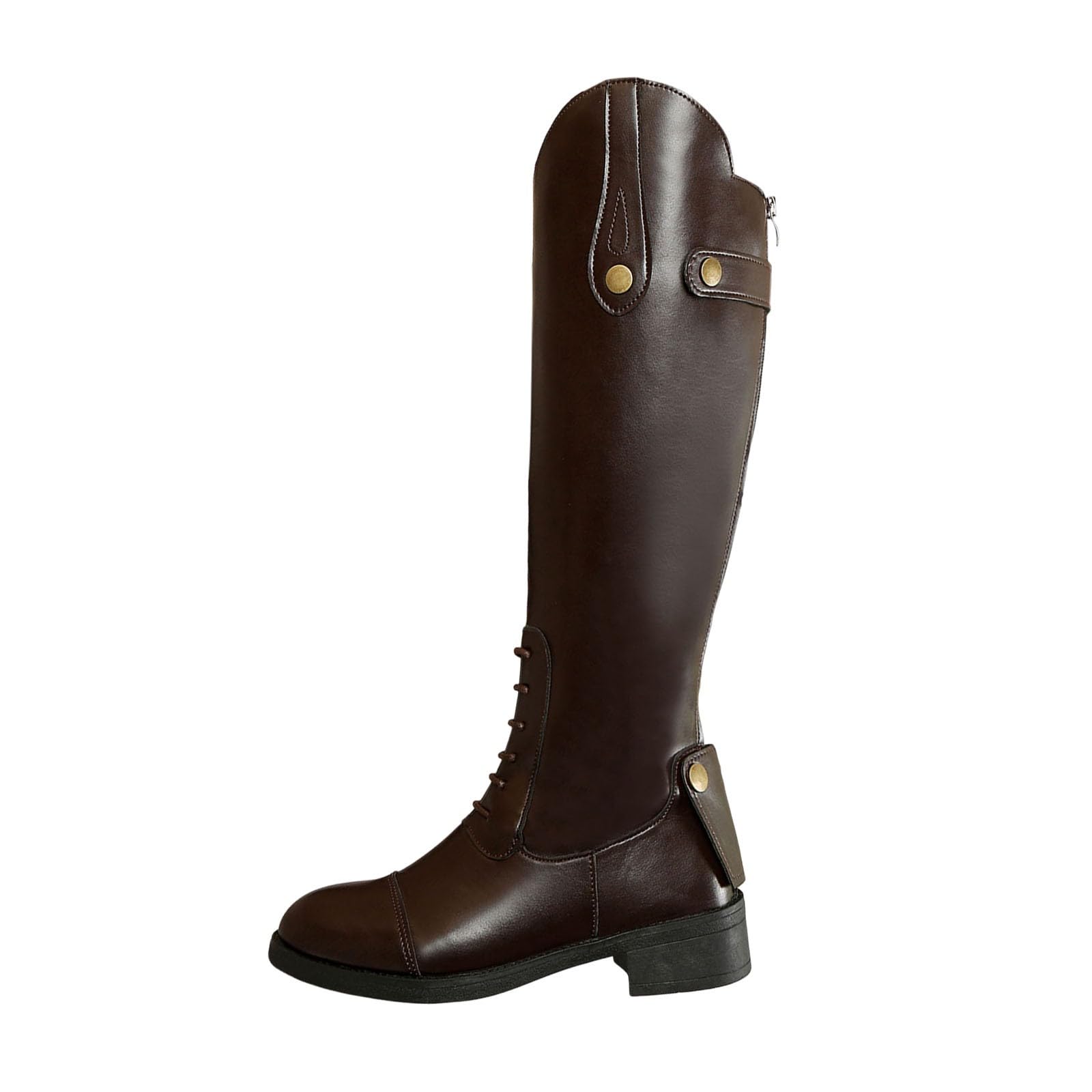 Botas de Invierno Mujer Botas Altas Elegantes con Correas con Hebilla Punta Redonda para el Tobillo. Caña ergonómica, tacón Resistente Acabado en Piel sintética.