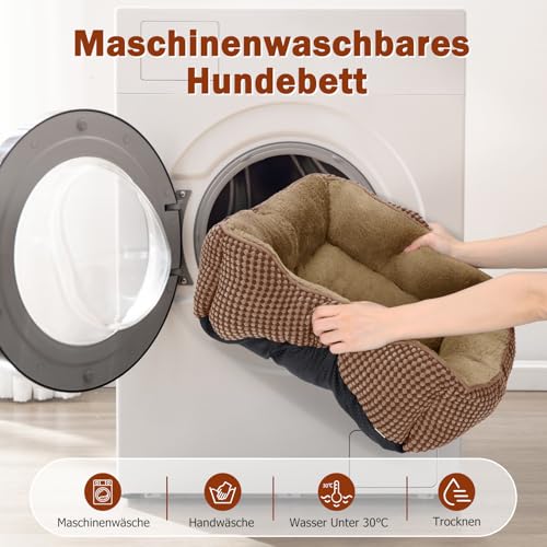 FURTIME Hundebett Mittelgroße Hunde, Hundekorb Waschbar Flauschig, rutschfeste Hundekörbchen, Anti-Angst Hundebetten für Mittelgroße und Kleine Hunde und Katzen, 63x53x20cm