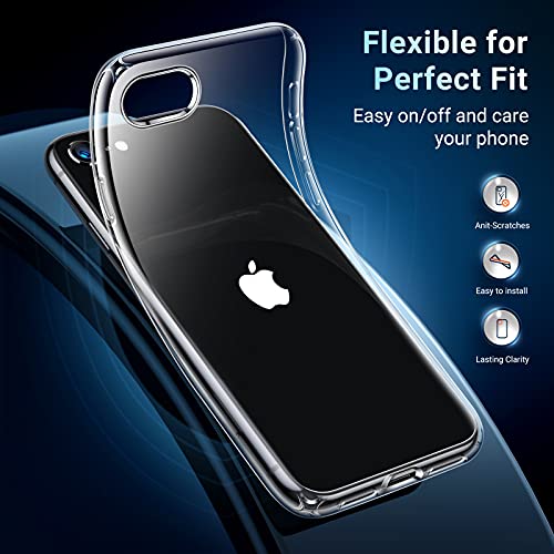 Torras Crystal Clear Compatible For Iphone Se 2020 Case & Iphone 8 Case [Non-Yellowing] Shockproof Transparent Slim Soft Phone Cases 4.7 Inch, Clear #TOP2