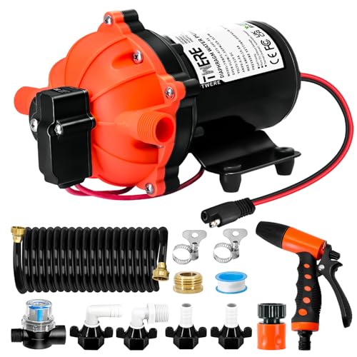 Image of 7.5 GPM 80 PSI Washdown Deck Wash Pump Kit, 12V Washdown Pump Kit with Strainer and Pressure Switch for RV,Boat,Sprayer,Travel Trailers,and Yacht -Freshwater Saltwater