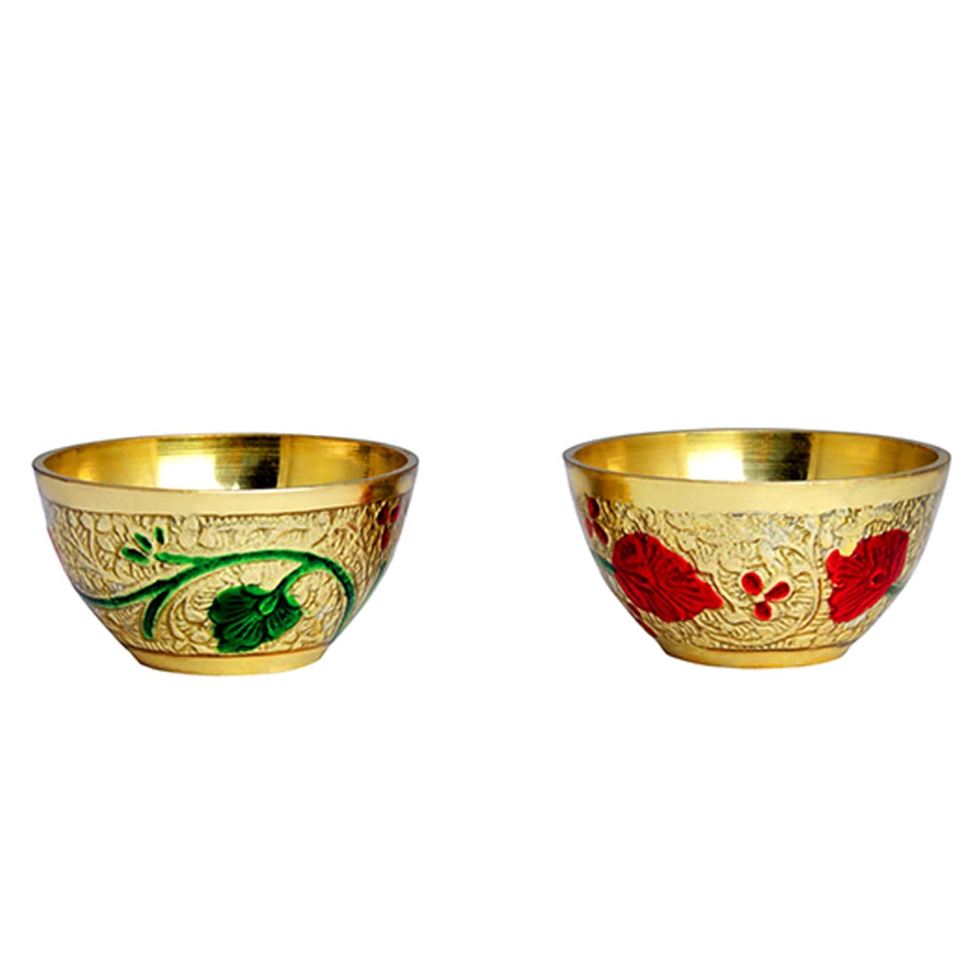 Aditri Creation Set of 2 Decorative Pooja Bowls Multipurpose Pooja small Brass Katori Prasad Bowls pooja articles Traditional Festival Housewarming Puja Decoration Items (Size :- 3" Inches) (Golden)