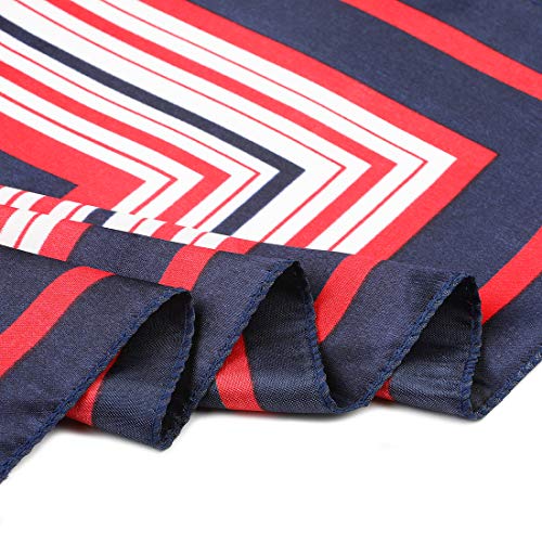 Allegra K Lady Dark Blue Red White Stripe Print Kerchief Square Small Neck Scarf Wrap4