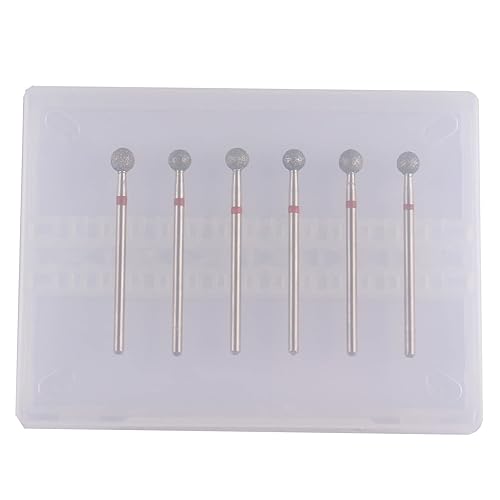 Miniatura 5 de MZCMSL Juego de 6 brocas de bola de diamante profesional, juego de brocas para cutícula para manicura rusa, broca de vástago de 332 (5.0.000 in)