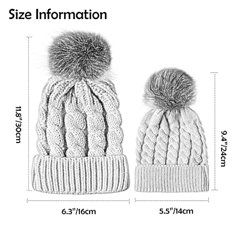2PCS Parent-Child Hat, Mother & Daughter/Son Winter Warm Knit Hat Family Beanie Cap3