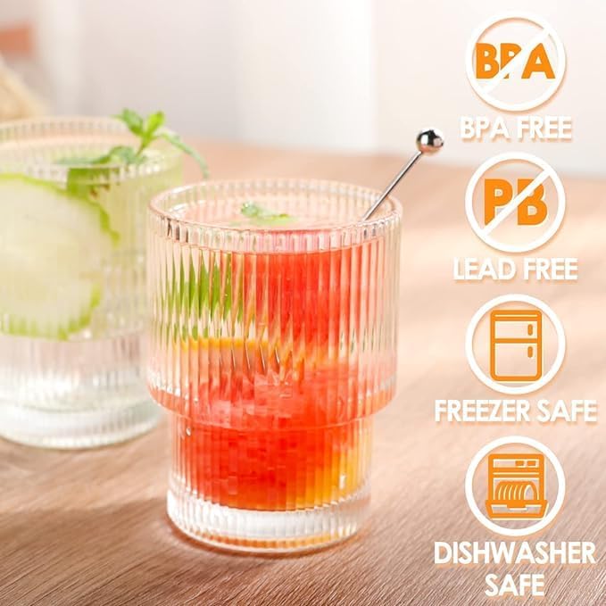 Image of PrimeWorld 300 ML Stylish Crystal Highball Drinking Glasses - Set of 6 | Premium Water & Juice Glasses | Elegant Tumbler Glasses for Milk, Cocktails & Sharbat | Durable, Clear & Everyday Use Drinkware