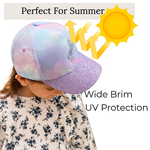 accsa Filles Licorne Chapeau Réglable Chapeau de Soleil Arc-en-Ciel Casquette de Baseball Tie-Dye Snapback Cap Âge 3-9 - Image 5