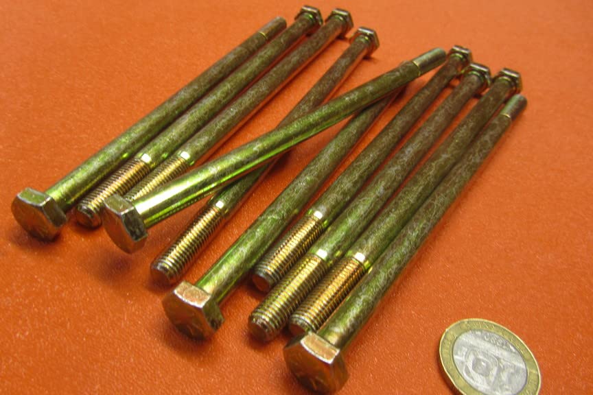 Grade 8 Zinc Yellow Steel Bolts RH PT 5/16"-24 x 6.00 Length 10 pcs