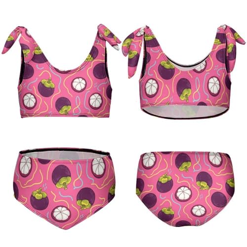 Girls Swimsuit Two Piece Swimwear Mangosteen Fruit Pink Tankini Bikini Set Beach Sport Bathing Suit for Girls3