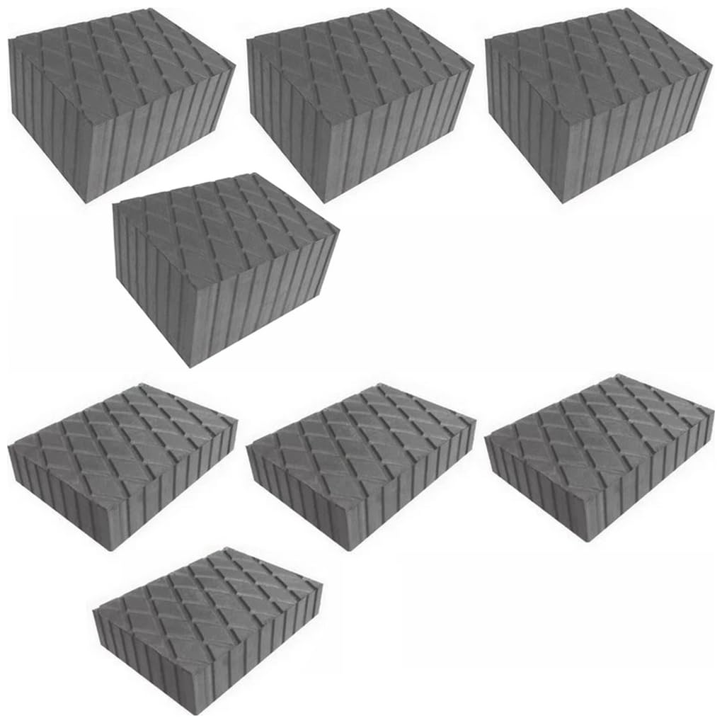 Set ideale per gommista 8 Tamponi in Gomma per Ponte Sollevatore, 4 pezzi160x120x80 mm e 4 pezzi 160x120x40 in gomma Alta Resistenza, Rinforzati con Tessuto