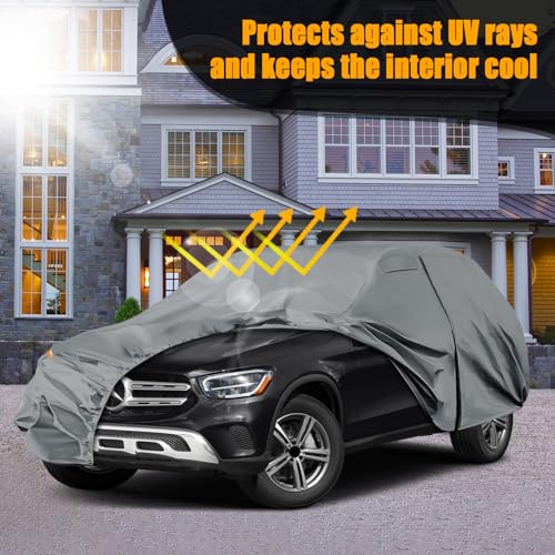 Image of Waterproof Premium Car Covers Replace for 2016-2025 Mercedes Benz GLC 300 350e, 10 Layers Heavy Duty All Weather Car Cover with Zipper Door, Windproof Bands for Snow Rain Dust Protection