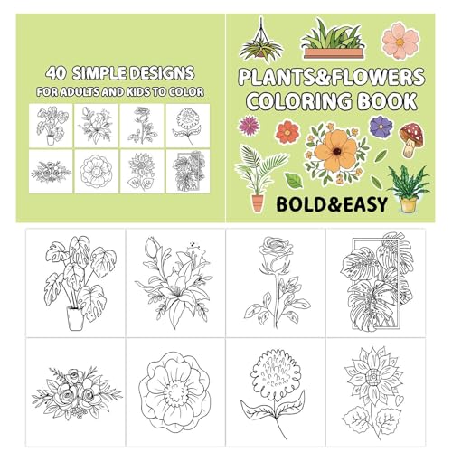 Libro da colorare floreale, Pagine di arte botanica, Libro di pittura creativa con motivi rilassanti, Attività di colorazione per alleviare lo stress, Arte portatile con disegni stimolanti, Libri da c