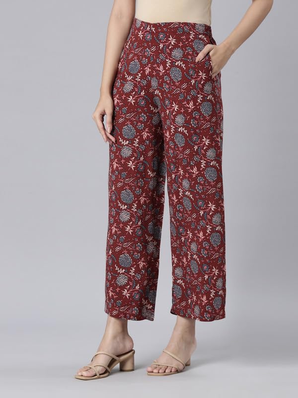 Image of GO COLORS Soft Viscose Printed Palazzo Full Length for Women| Breathable, Mid Rise