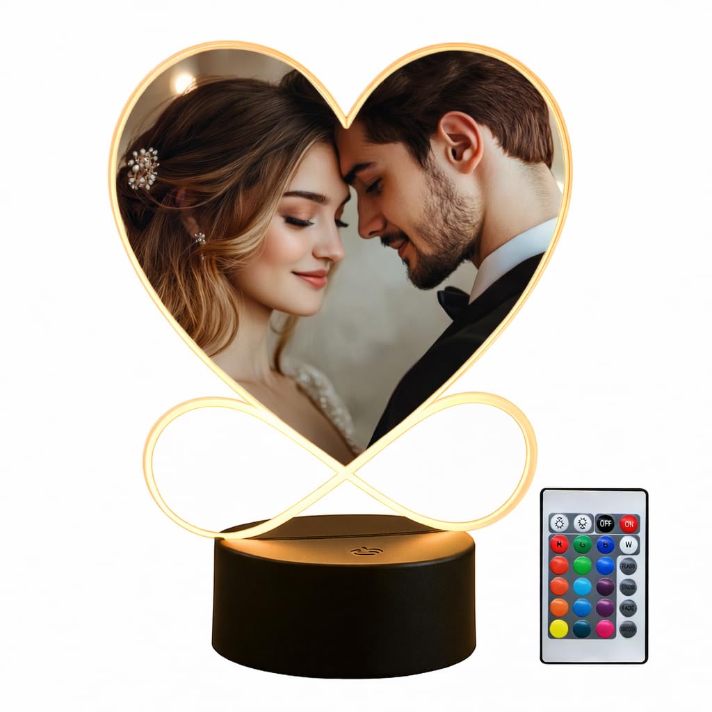 Red Ocean Personalised Photo Plaque With LED Romantic For Couple For Anniversary Him Her Boyfriend Girlfriend Husband Wife Keepsake
