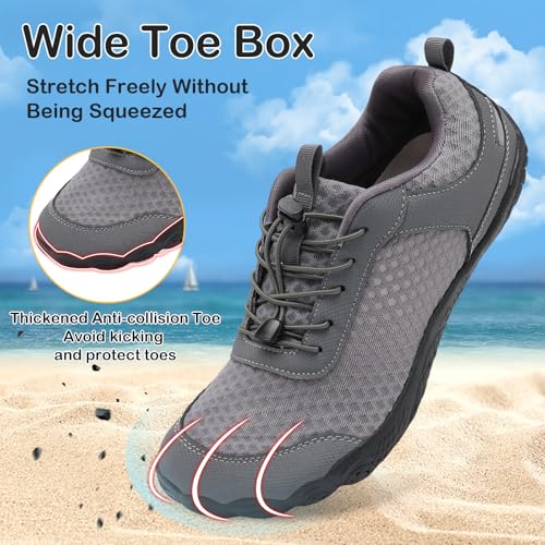 BARERUN Water Shoes Women Men Quick-Dry Wide Toe Athletic Hiking Water Sports Shoes Adjustable Zero Drop Barefoot Shoes for Beach Swim Kayaking Surfing Walking Training3