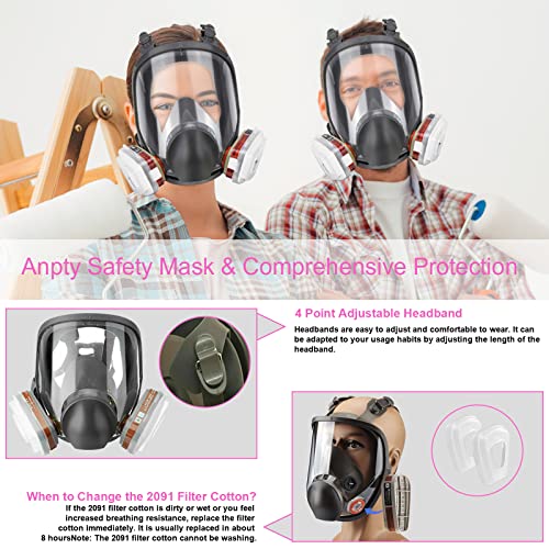 Full Face Respirator Mask With Filters, 17 In1 6800 Reusable Respirator Paint Spray Dust Shield Cover Mask, Ideal For Painting Spray, Epoxy Resin, Car Spraying, Dust, Polishing, Welding, Sanding #TOP3
