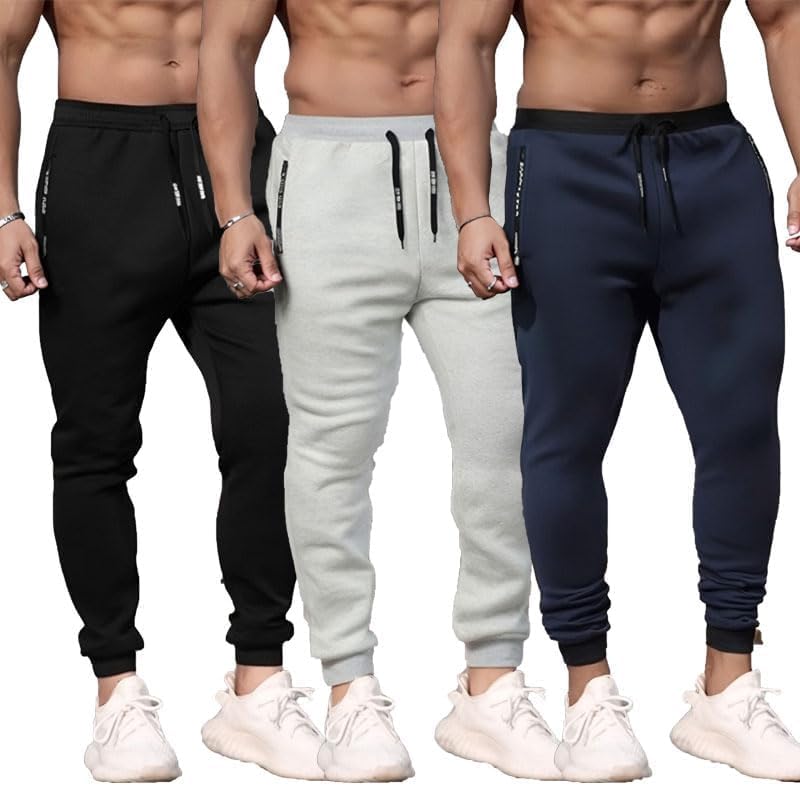 Spring Special Mens 3 Pack Athletic Jogger Sweatpants for Men with Letter Print Zipper Size S-2XL Thin and Breathable