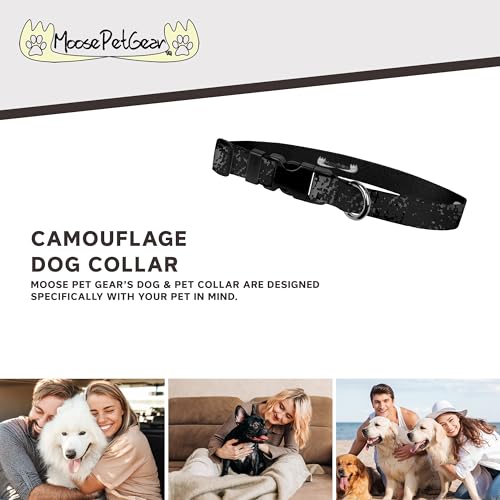 Image of Camo Dog Collar - Camouflage Print Adjustable, D Ring, Side Release Buckle - 1 Inch Adjusts 13-21 Inches, Large, Digi Camo Dark