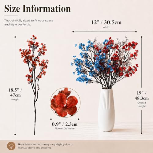 Image of Mandy's 6 Bundles Artificial Red White Blue Baby's Breath Flowers