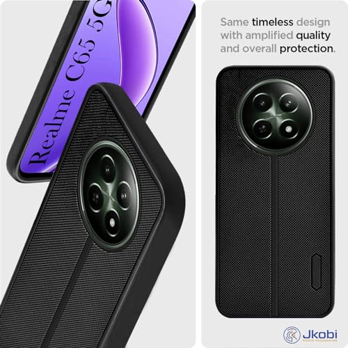 Image of Jkobi Back Cover Case for Realme C65 5G (Textured Grip Design | Micro-Fiber Cloth Inside | Slim and Light Weight | Soft Touch and Feel | Black)