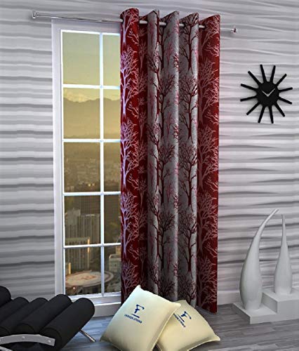 Image of Fashion String 1 Piece Long Door Curtain Set, 9 feet Long,Maroon