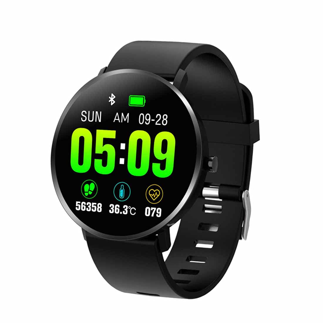 Smartwatch, monitor fitness, pełny ekran dotykowy, monitor ciśnienia krwi, monitorowanie snu, IP67, wodoodporne, Bluetooth, smartwatche, krokomierze, do systemu Android, iOS, unisex, czarny