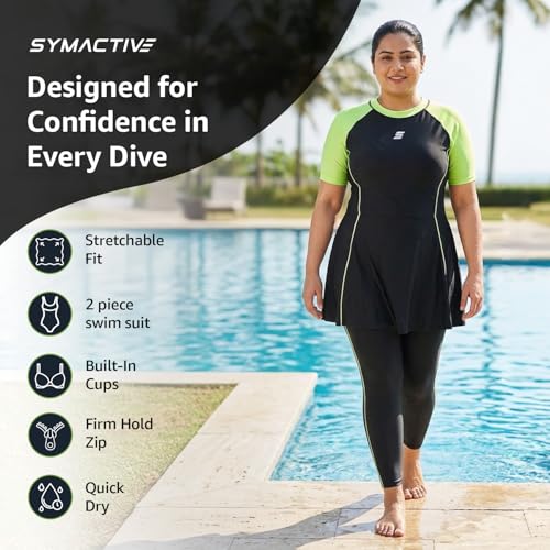 Image of Amazon Brand: Symactive - Swimming Suit for Women 2 Piece Swim Suit Set Full Body Swimming Costume for Woman Stretchable Fit Swimwear for Ladies