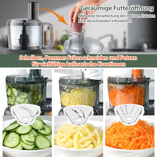 Robot de cocina multifunción de 1500 W, 2,5 L, robot de cocina y 2 L, mezclador de vidrio combinado, con 2 velocidades y función pulso para carne, verdura, batido, extracción de nutrientes y más - imagen 2