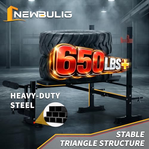 Image of NEWBULIG Adjustable Weight Bench Set, 650 LBS Foldable Bench Press | Heavy Duty Full Body Strength Training Set with Leg Extension & Curl, Barbell Rack, for Home Gym