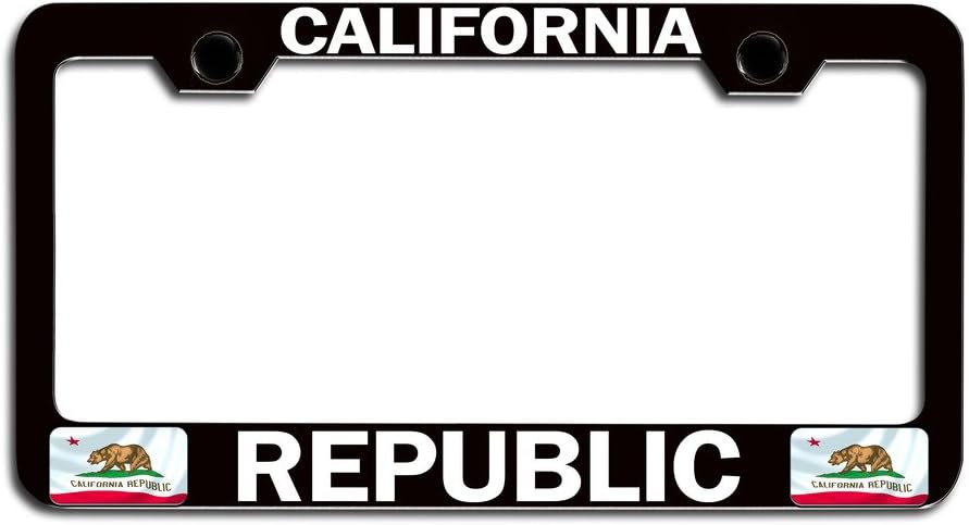 Makoroni - California Republic Californian Bl Steel License Plate Frame, License Tag Holder