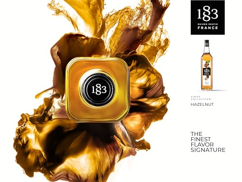 Image of 1883 Roasted Hazelnut Syrup for Coffee & Drinks, Made in France, 1 Liter Glass Bottle