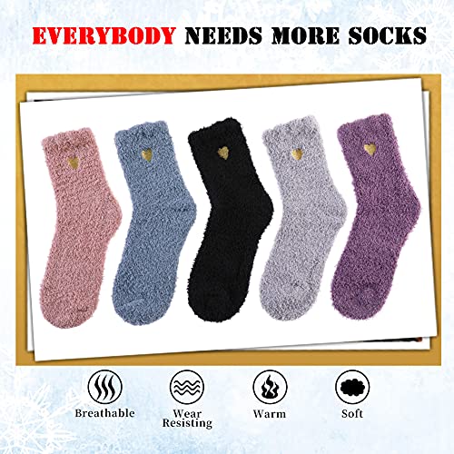 Image of LANLEO 5 /6 Pairs Womens Super Soft Fuzzy Plush Warm Winter Home Sleeping Slipper Socks