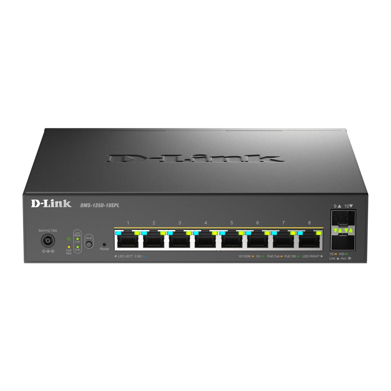 D-Link 10-Port Multi-Gigabit Smart Managed PoE Switch with 2 x 10G SFP+ 8 x 2.5G PoE Ports (DMS-1250-10SPL)-image-6