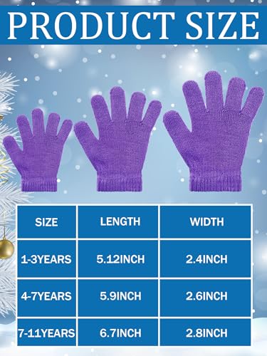 Image of EBOOT 3 Pairs Winter Kids Gloves Warm | Toddler Gloves for Boys Girls Outdoor, Full Finger Fluffy Soft Mittens for 1-11 Years Children, Multiple Colors