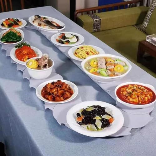 Bandeja giratoria ajustable de 360° – Pter redondo antideslizante para fiestas – Bandeja reutilizable para servir alimentos – Ideal para comedor (160 cm)