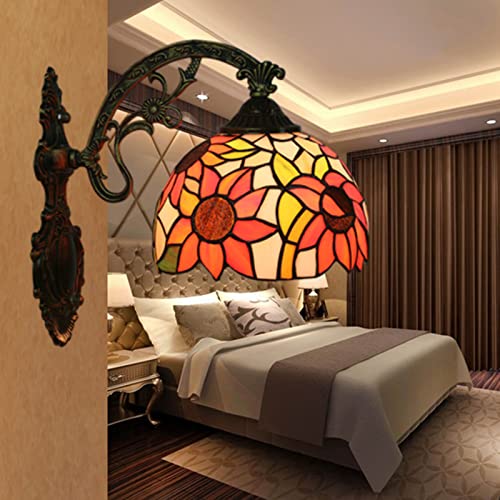 Luminaire Tiffany applique murale vitrail tournesol décoration restaurant café cuisine rétro