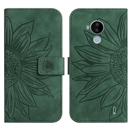 Rfvzubemok Compatible con Nokia C30 4G Funda,Compatible con Nokia C30 4G Funda de teléfono con Cierre magnético Flip Kickstand Green