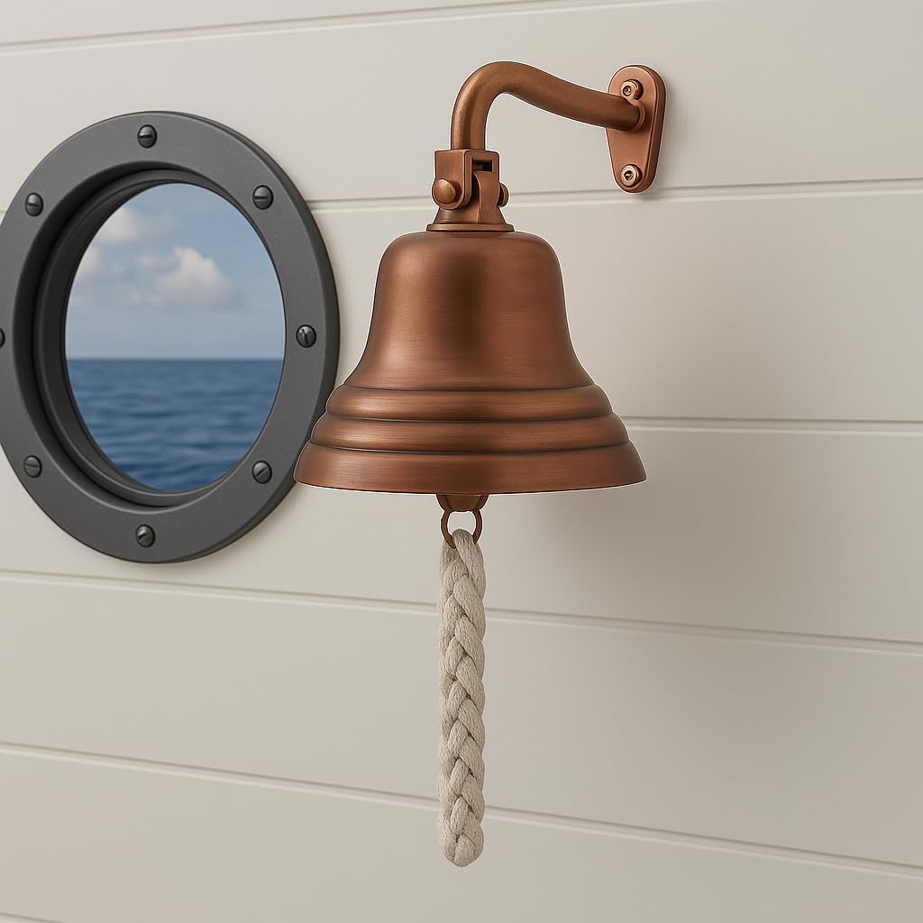 Bar Accessories for Home Pub HandBell – Wall Mounted BarBell Nautical Decorations – Unique Bronze Bell with Crisp Loud Sounds Ideal for Christmas, Reception, Pubs 4 Inch