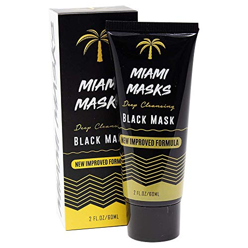 Miami Masks Blackhead Remover Bamboo Black Charcoal PeelOff Face Mask Anti-Acne Pore Minimizer Black head Remover Facial Mask All Skin Types Nose, Forehead Smoother Deep Cleansing Purifying (1 Pack)