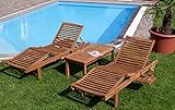 ASS 2X Hochwertige Teak Sonnenliege Gartenliege Strandliege Liegestuhl Holzliege Holz sehr robust - 2