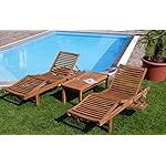 Teak Sonnenliegen-Set Cozy mit Beistelltisch