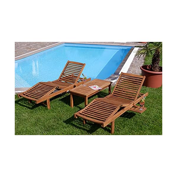 Teak Sonnenliegen-Set Cozy mit Beistelltisch