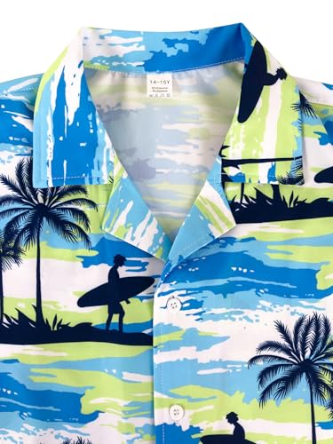 Boy's Hawaiian Shirts Short Sleeve Button Down Dress Shirt,Kids Summer Beach Hawaiian Shirts for 4-15 Years3