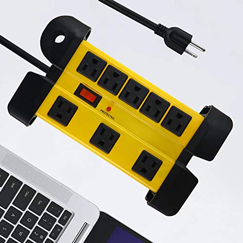 Heavy Duty Power Strip Surge Protector For Appliances, 8 Outlet Workshop Power Strip With 1200 Joules Surge, Metal Power Strip With 6Ft Extension Cord And Wide Spaced. #TOP6
