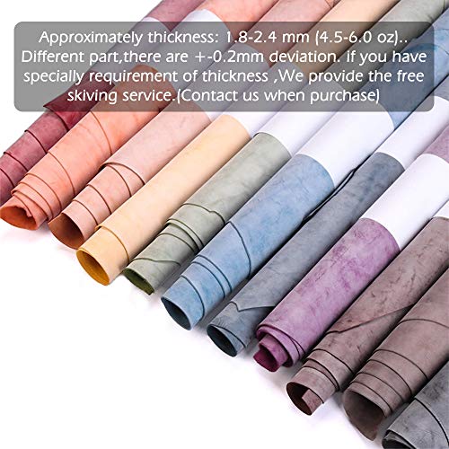 Wuta Fog Wax Cowhide Piece Colored Veg-Tanned Leather Material Wax Polishing Finished Durable & Vintage Diy Genuine Leathercraft,Red 12 Inch X 12 Inch #TOP1