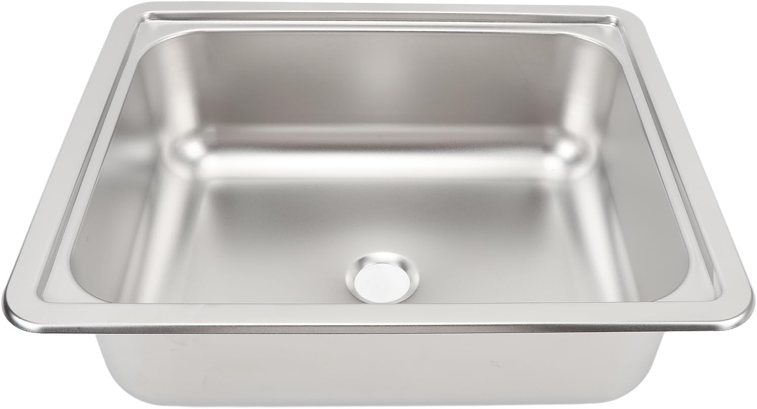 RV 304 Stainless Steel Sink Polishing Square Hand Wash Basin 400x335x126mm - Durable Scratch Kitchen Sink with 40mm Drain for Boat, Caravan, Campers