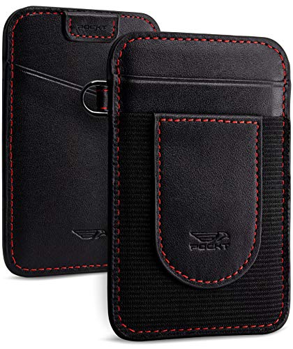 Image of POCKT Card Holder Wallet For Men and Women - Slim Minimalist Front Pocket Wallet Elastic Credit Card Holder Genuine Leather RFID Blocking Card Case Wallets