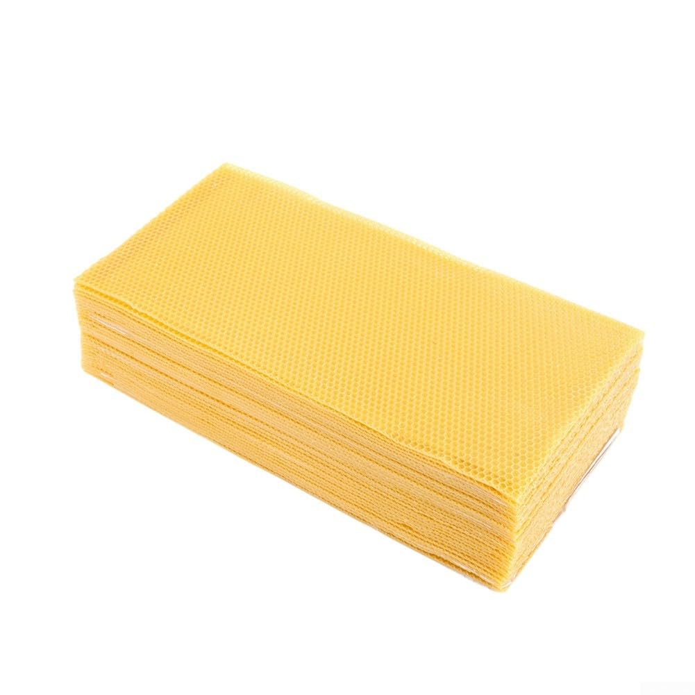 Lot de 30 feuilles de cire d'abeille pour fabrication de bougies et fond de teint en ruche, cire naturelle 1005, durable, biodégradable, jaune, 415 x 195 mm