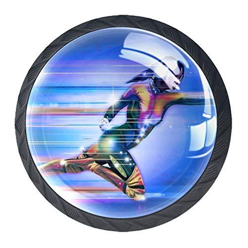 Preisvergleich Produktbild Kriegerin Schubladenknöpfe 4 Stück Kabinettgriff Glasoberfläche Eleganter runder Knopf für Zuhause oder Büro 3.5×2.8CM