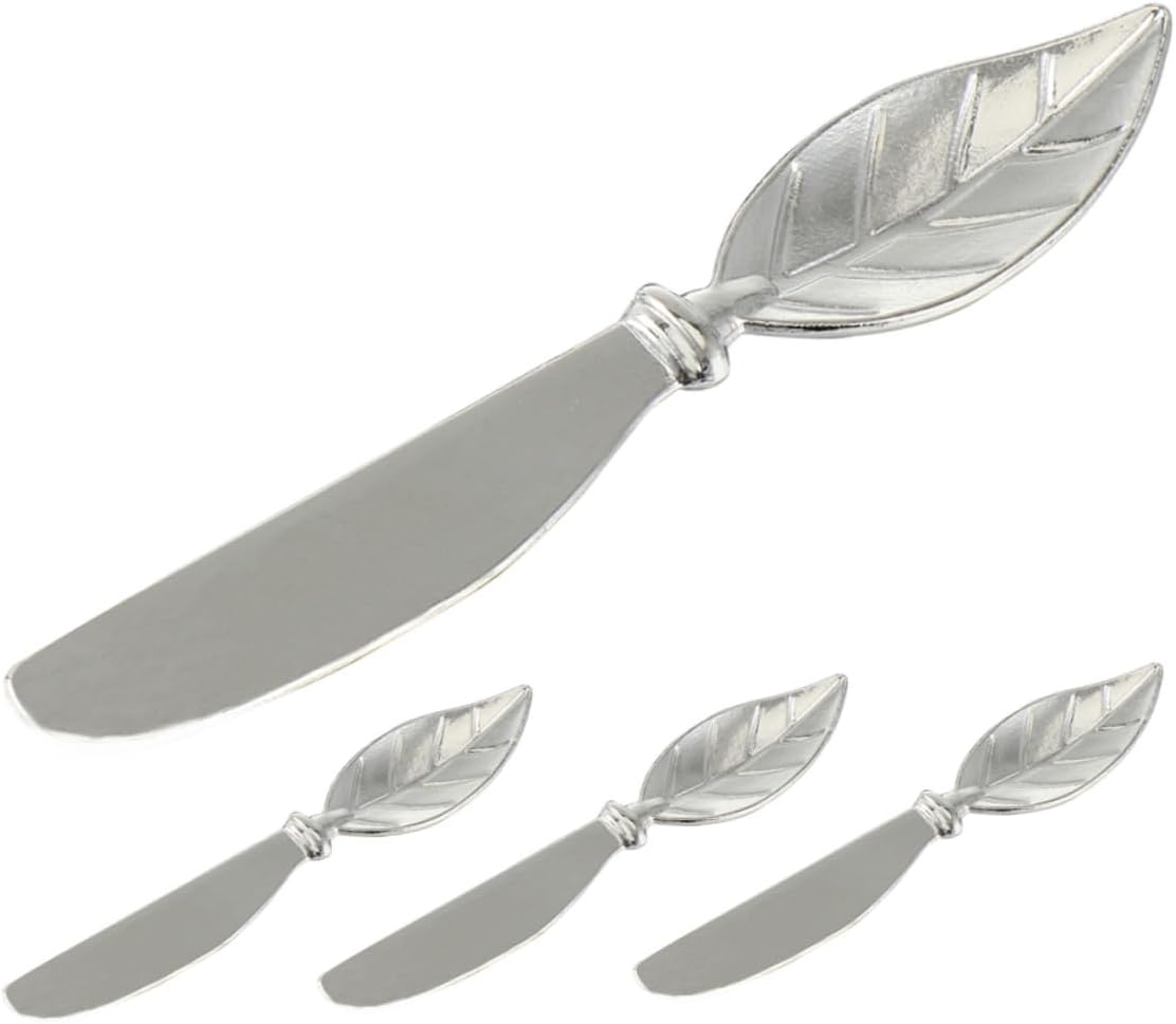 4pcs Alloy Butter Spreader Knives Small Cheese Spreader Set with Leaf Design for Appetizers and Charcuterie Boards
